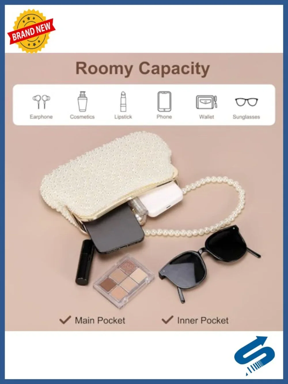 Pearl Clutch Bag Evening Purses Women Handmade Crossbody Wristlet